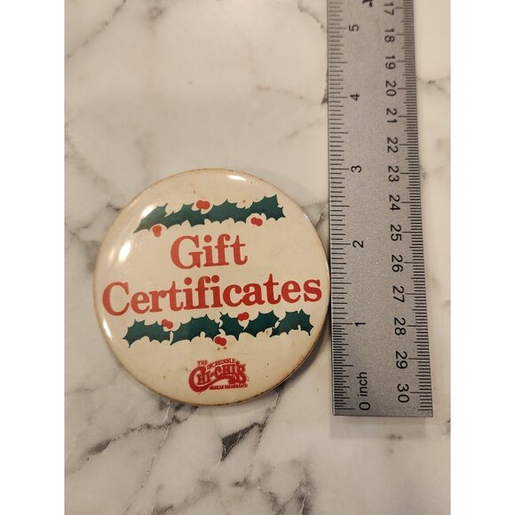 Vintage Chi-Chi's Mexican Restaurante Holiday Gift Certificates Pinback Button - Picture 3 of 3